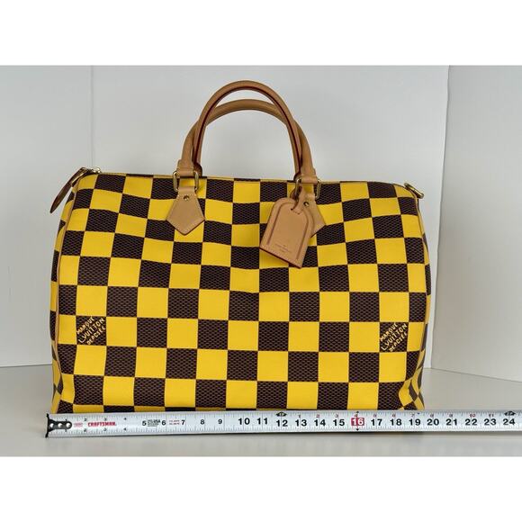Louis Vuitton Speedy 55 Bandouliere Damier Pop Yellow and Brown Canvas - Picture 14 of 16
